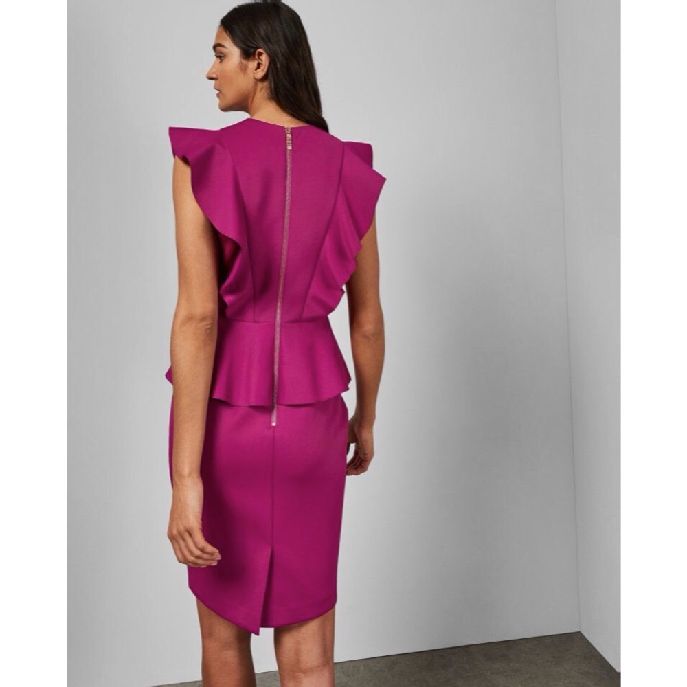 CLEARANCE Ted baker Alair rufffle v neck scuba dress FINAL PRICE - Picture 10 of 13